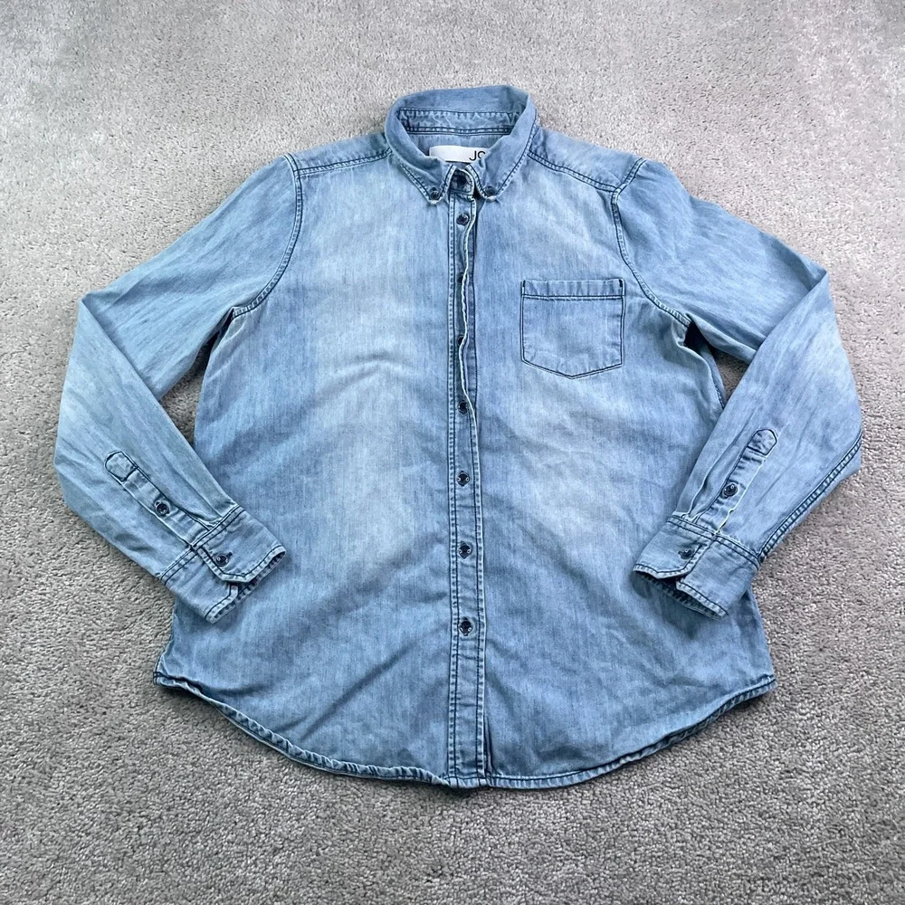 Joe Fresh Top Womens Large Blue Denim Button‎ Down Long Sleeve Pocket Shirt